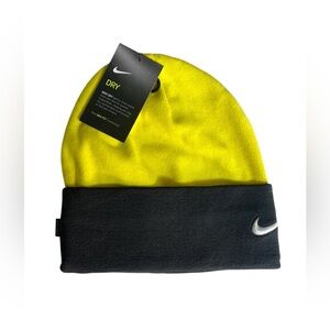 Nike Unisex yellow and black fleece beanie